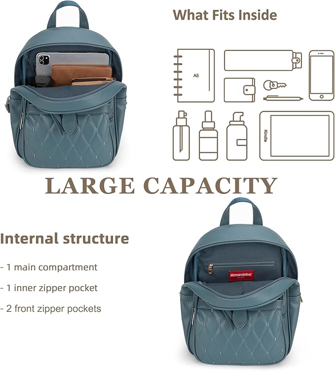Montana West 3Pcs Anti Theft Backpack Purse for Women Small Quilted Backpack Set