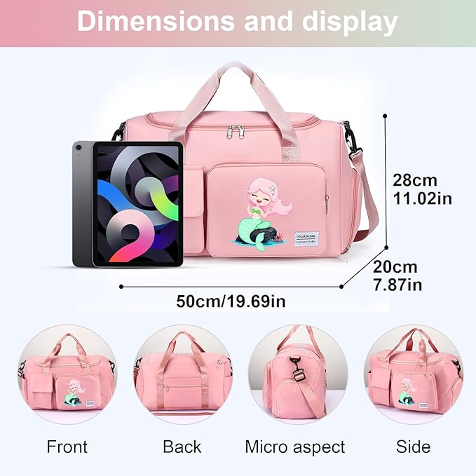 Personalized Duffle Bag with Embroidered Name and Pattern, Custom Gym Bag for Women Men with Shoe Compartment - Perfect for Travel Dance Cheer Overnight (9 Colors)