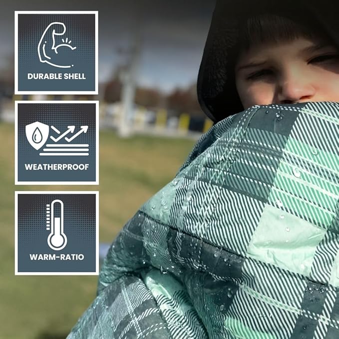 ROAM Weatherproof Sherpa Fleece Blanket - Durable Recycled Ripstop Exterior, Eco Insulation, Compact Travel Design, Machine Washable, All-Season Outdoor & Indoor Blanket, 75" x 52" (Artic Hex)