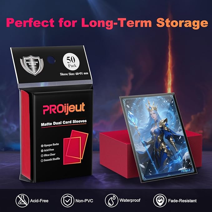 200 Pack Card Sleeves, Matte Dual Trading Card Sleeves with Opaque Back & Smooth Shuffle, Tear Resistant Card Protectors for MTG, TCG and Game Cards (Angry Red)