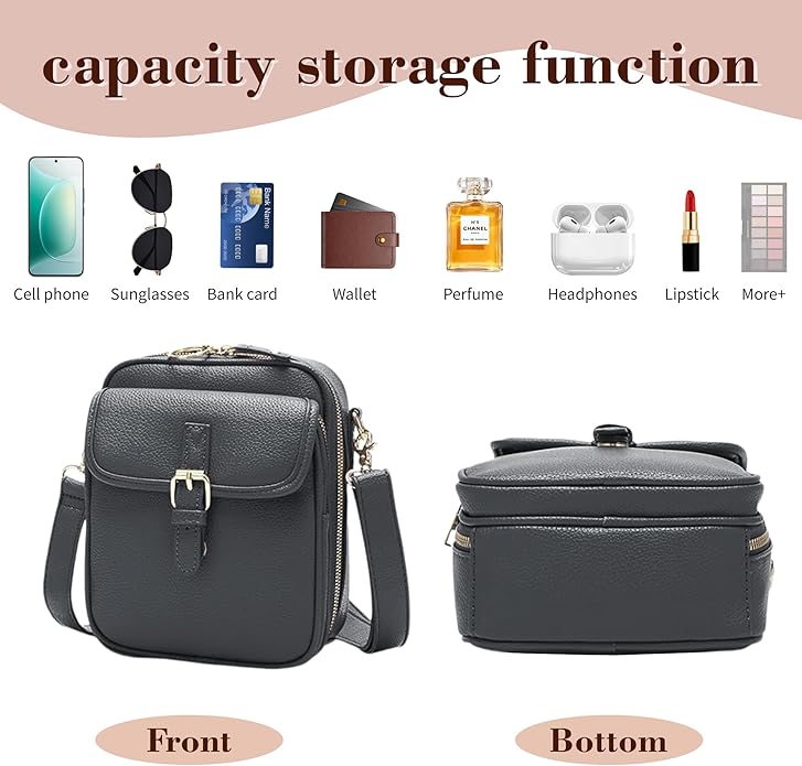 Leather Crossbody Bags for Women Travel Small Crossbody Purse Anti Theft Waterproof Bum Bag with Built in Wallet