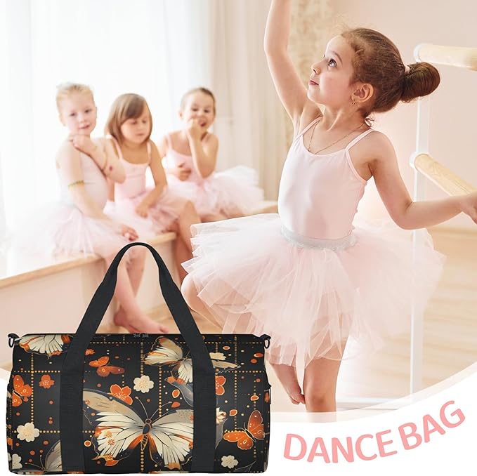 Orange Butterflies Overnight Travel Bag Unisex Carry-On Size Tote Bag Suitable for Travel Duffle Gym Sports