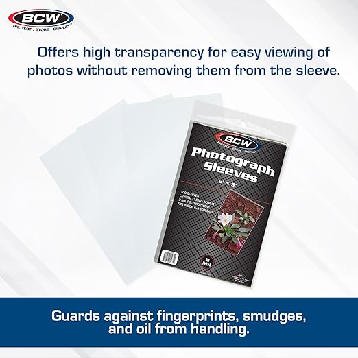 BCW 6x9 Photo Sleeves - 100 ct | Acid-Free, No PVC | Crystal Clear Polypropylene | Archival Storage for 6x9 Photos & Postcards