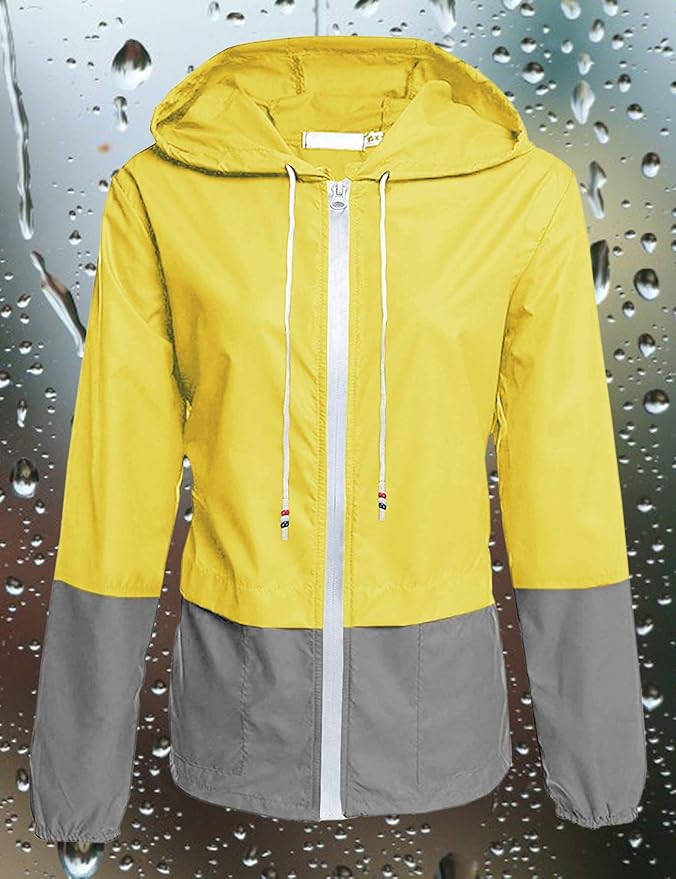 Avoogue Raincoat Women Lightweight Waterproof Rain Jackets Packable Outdoor Hooded Windbreaker