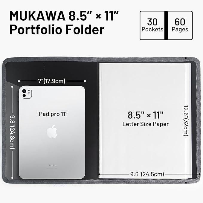 1 Pack 30-Pocket Binder, 8.5x11 (Black) Size Portfolio Folder with Clear Sleeves, Display 60 Pages,Presentation Folder, Art Portfolio Folder & Document Organizer For School& Office