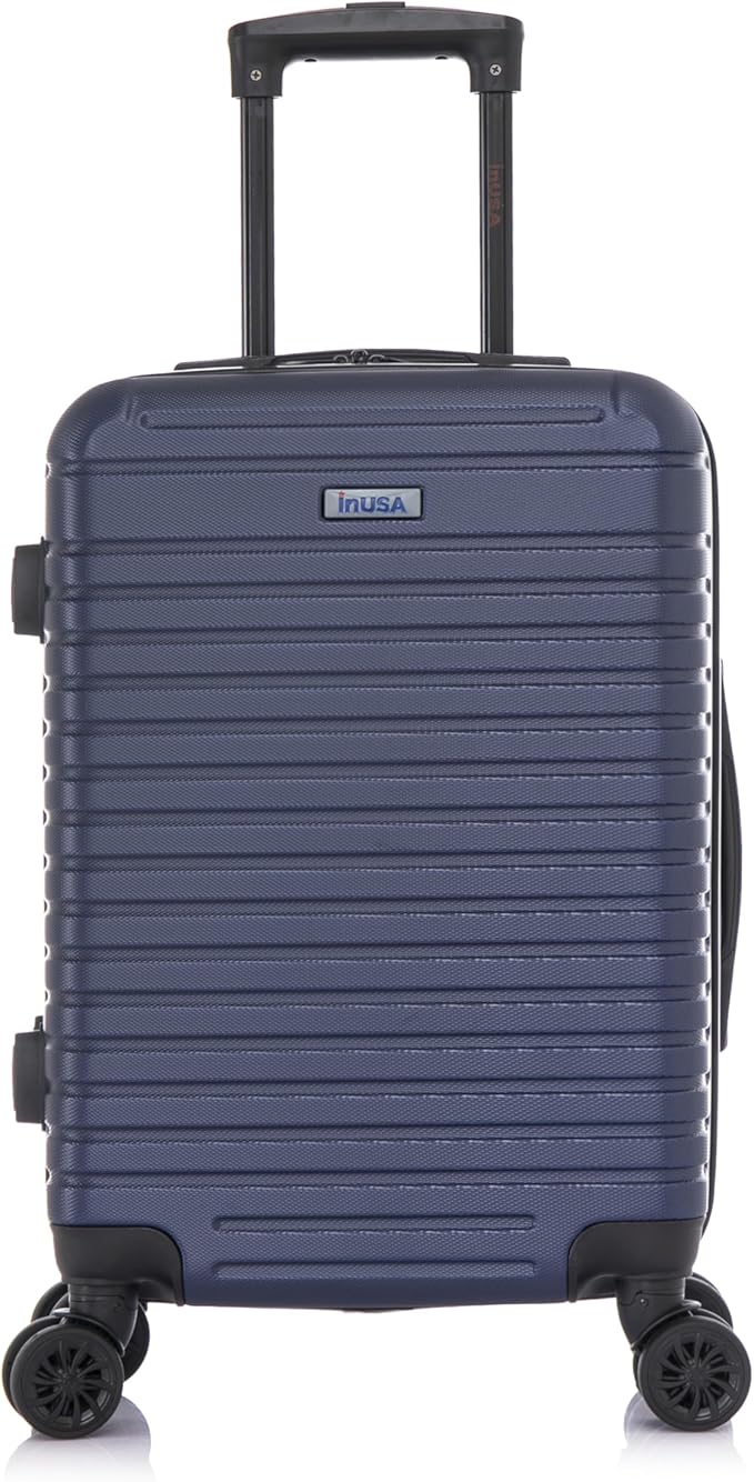InUSA DEEP Luggage with GEL Handle | Spacious Traveling Suitcases, Travel Suitcase with Dual Spinner Wheels and Studs | 20 Inch Carry On Hardside Luggage | Blue