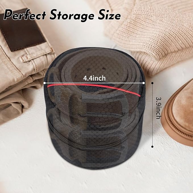 Belt Organizer Case,Travel Belt Storage Holder for Closet Drawer,Display Case for Belts,Ties,Portable Container Storage Holder,Height 3.9inch(Bag Only)
