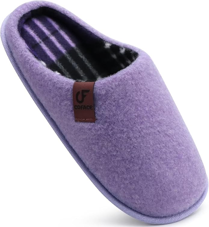 COFACE Unisex Mens Womens Cozy Memory Foam Scuff Slippers Casual Slip On Warm House Shoes Indoor/Outdoor Felt Sandal Slippers Size 4-15