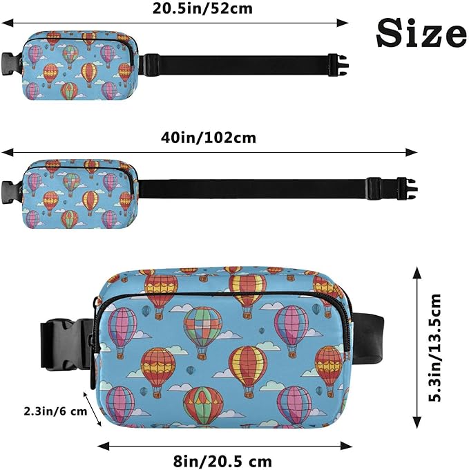 Colorful Hot Air Balloons Fanny Pack for Women Men Water Resistant Fashion Waist Packs with Adjustable Strap Belt Bag for Travel Workout Jogging Hiking 21219154