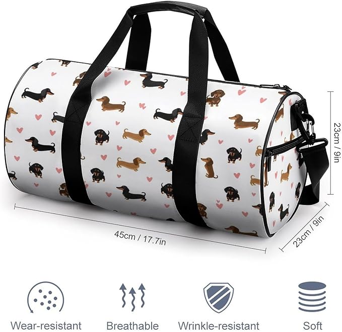 Large Capacity Carry On Weekender Overnight Bag Cute Dachshund Wiener Dog Beach Swim Bags Men Women Duffle Bag for Travel, Sports