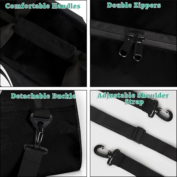 Custom Name Black White Hearts Men & Women Gym Travel Duffle Bag， Personalized Sports Bag for Overnight, Weekender, Carry On，18.9 * 8.7 * 10.6 in