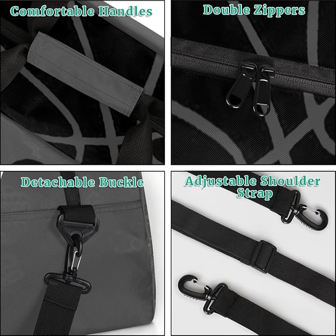Personalized Duffel Bag for Girls Boys Custom Name Sport Gym Bag Small Overnight Weekender for Traveling Gymnastic Ballet ，Gray Basketball