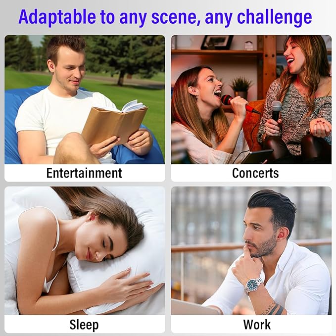 Ear Plugs for Sleeping Noise Cancelling, Reusable 35-46dB Noise Reduction Earplugs with 7 Silicone Ear Tips & Carry Case, Comfortable Hearing Protection for Sleep, Work, Study, Travel & Concerts Red