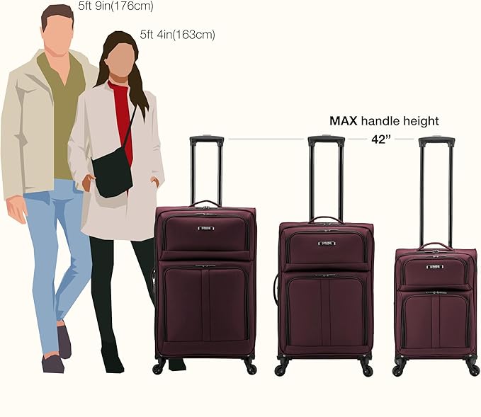 U.S. Traveler Anzio Softside Expandable Luggage with Spinner Wheels, Burgundy, 3-Piece Set (22/26/30)