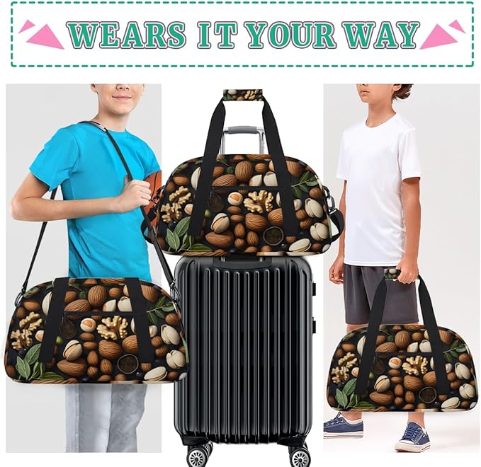 Nut Theme Kids-Duffel-Bags Gymnastics Dance Bag Carry-On Overnight Travel Gym Lightweight Dance Sports Bags For Girls Boys Kids，