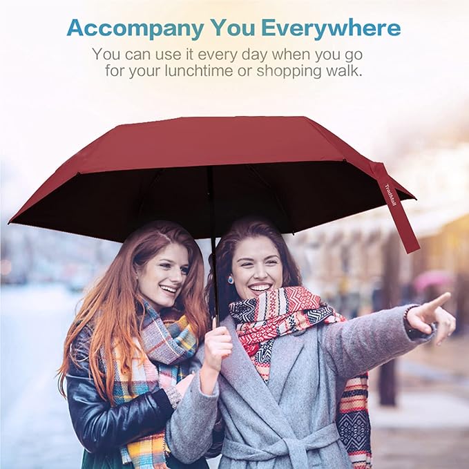 TradMall Mini Travel Umbrella, Portable Lightweight Compact Parasol with 95% UV Protection for Sun & Rain