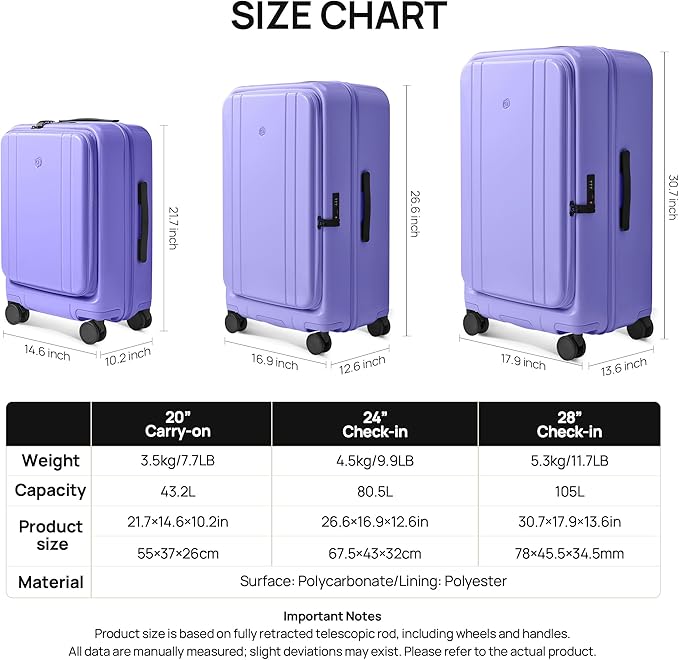 NINETYGO Large Checked Luggage 28 Inch, Top Opening Luggage Checking In Luggage, Expandable, PC Hard Shell, Larger Capacity Checked, TSA Lock, 360° Spinner Wheels (Pink)