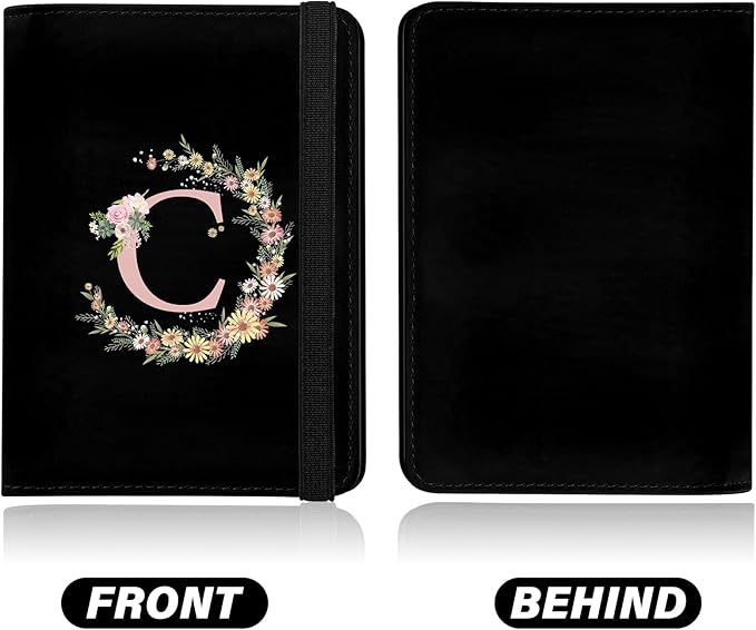 Cute Passport Holder and Holder Combo Passport Cover with RFID Blocking Women Men Compatible Wallet Credit Card Protector (Initial Monogram-C)
