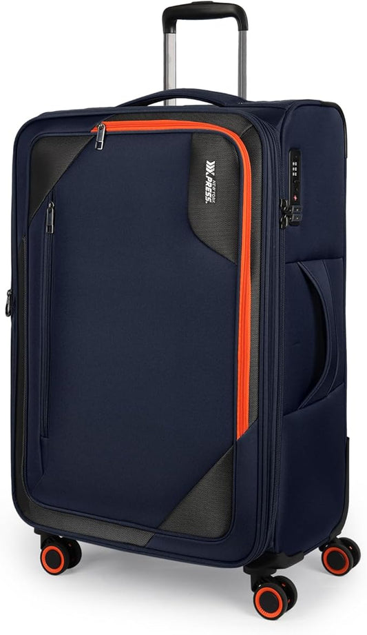 28 inch Luggage with Spinner Wheels,Large Softside Expandable 20% Checked Luggage w/TSA LOCK,Lightweight Durable Rolling Luggage for Men/Women（Navy,28in）