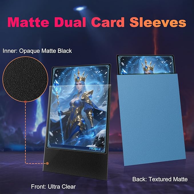 200 Pack Card Sleeves, Matte Dual Trading Card Sleeves with Opaque Back & Smooth Shuffle, Tear Resistant Card Protectors for MTG, TCG (Lagoon Blue)