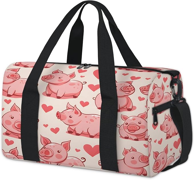 Pink Pigs Travel Duffle Bag for Women Men, Overnight Weekender Bag, Carry on Tote for Sport Gym