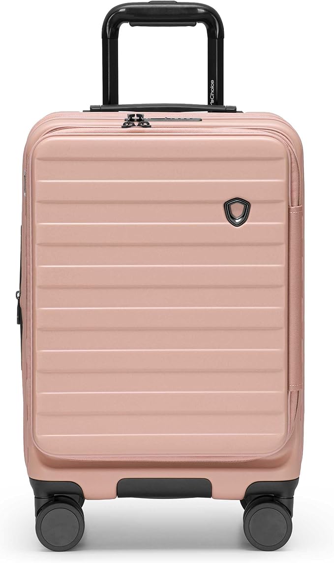 Traveler's Choice Novia Top Opening Expandable Polycarbonate Luggage with Spinner Wheels, Pink, 21-Inch Carry-on
