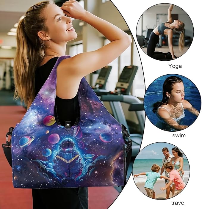 Mens Gym Duffle Bag Double Zipper Gym Bags for Men with Shoe Compartment, Yoga Mat Carrier, Mens Small Gym Bag for Running Swimming Pilates