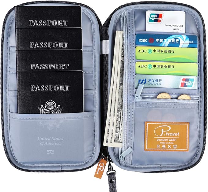 VanFn RFID Travel Passport Wallet, Family Passport Holder, Trip Document Organizer P.Travel Series