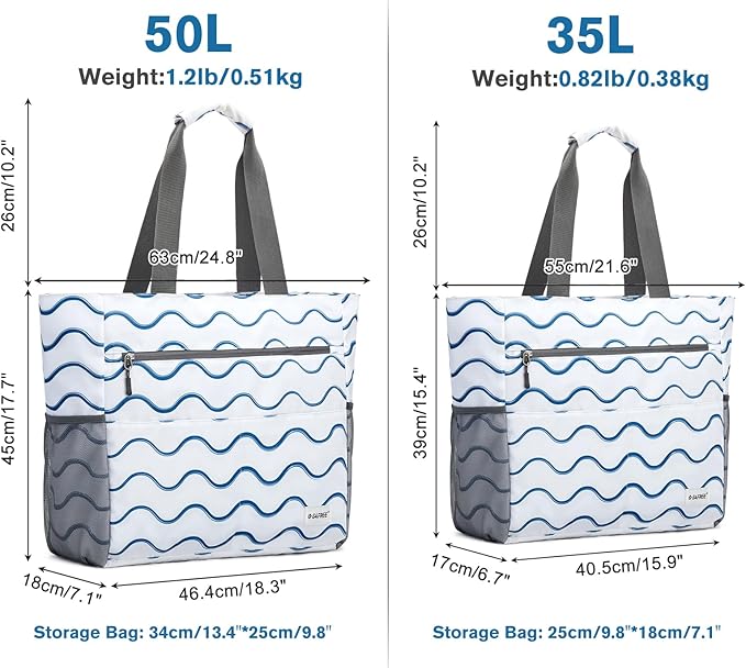 G4Free Beach Bag, Waterproof Sandproof Beach Tote Bag, Large Capacity Foldable for Women