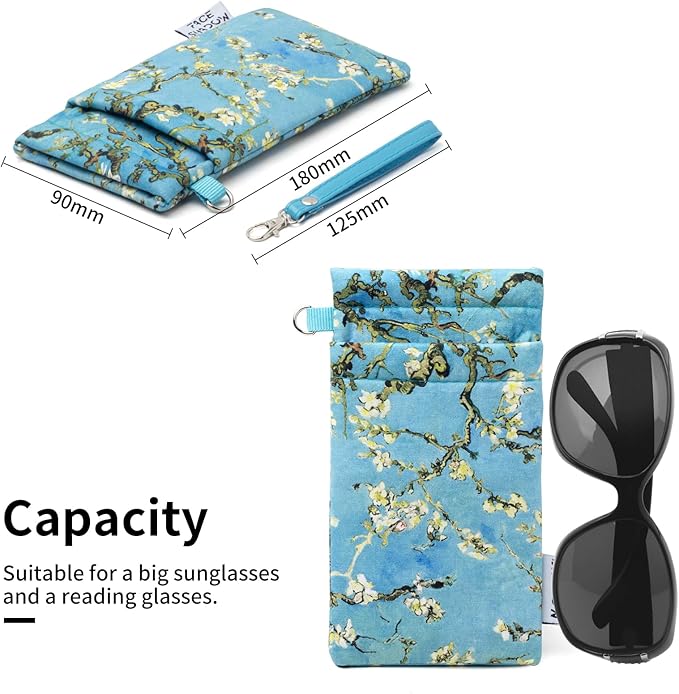 Face Shadow Double Glasses Case Soft Eyeglass Case For Women Men Squeeze Top Sunglasses Case With Cleaning Cloth