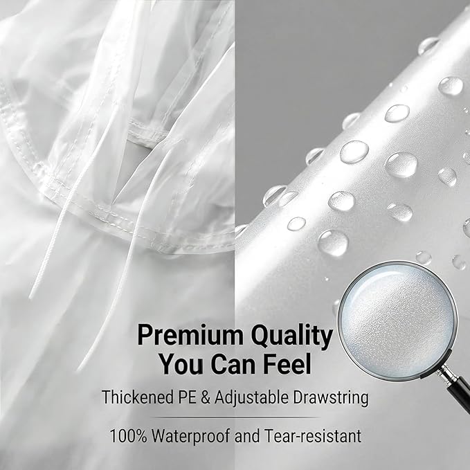 Disposable Rain Ponchos - Rain Poncho Waterproof Clear Raincoat With Hood Rain Jacket for Women and Men, Camping, Travel