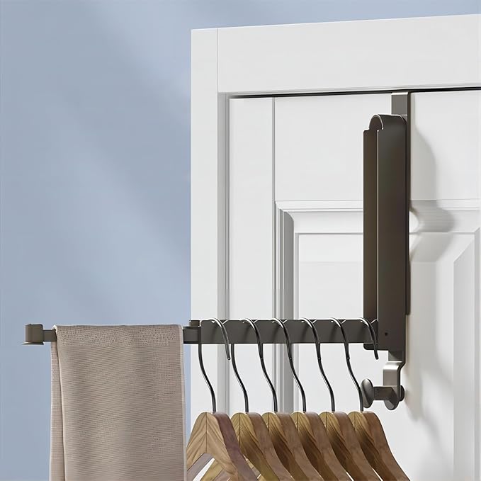 Majewel Over The Door Drying Rack, Over The Door Hooks Hanger 1Pack, Metal Drying Rack with Towel Racks for Laundry, Towels, Bags, Bathroom, Black (1 Pack)