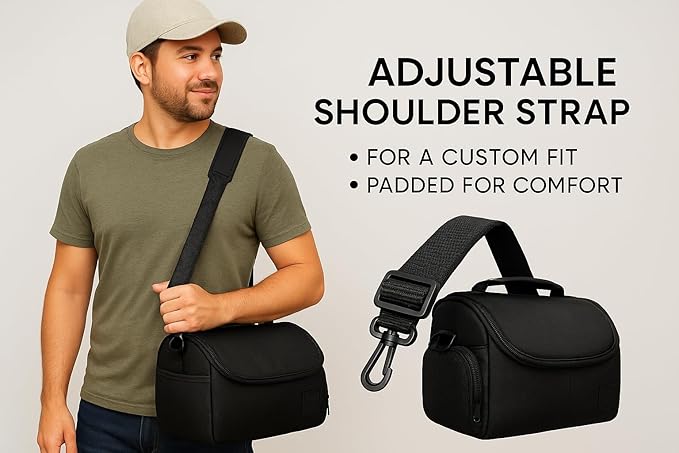 Large Padded Camera Bag with Shoulder Strap – DSLR & Mirrorless Camera Carrying Bag, Lightweight Protective Crossbody Camera Bag