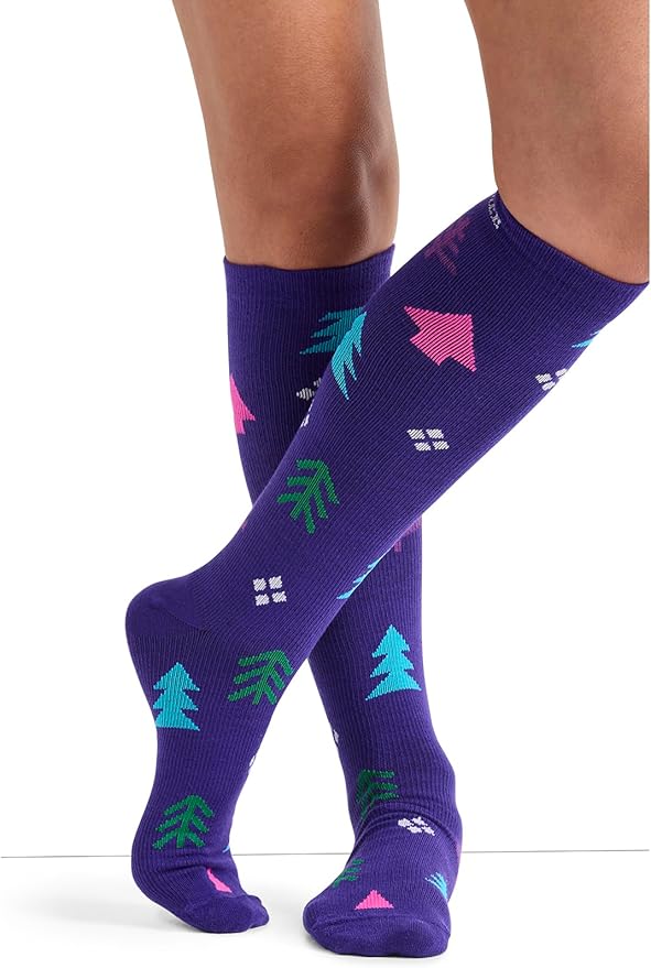 Cherokee Women's 10-15mmHg Compression Socks – Fun Print Knee Highs with Light Support, Soft Feel - PRINTSUPPORT