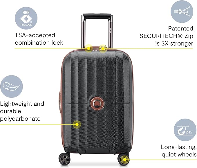DELSEY PARIS Carrousel Hardside Expandable Luggage with Spinner Wheels, Black, Carry-on 21 Inch