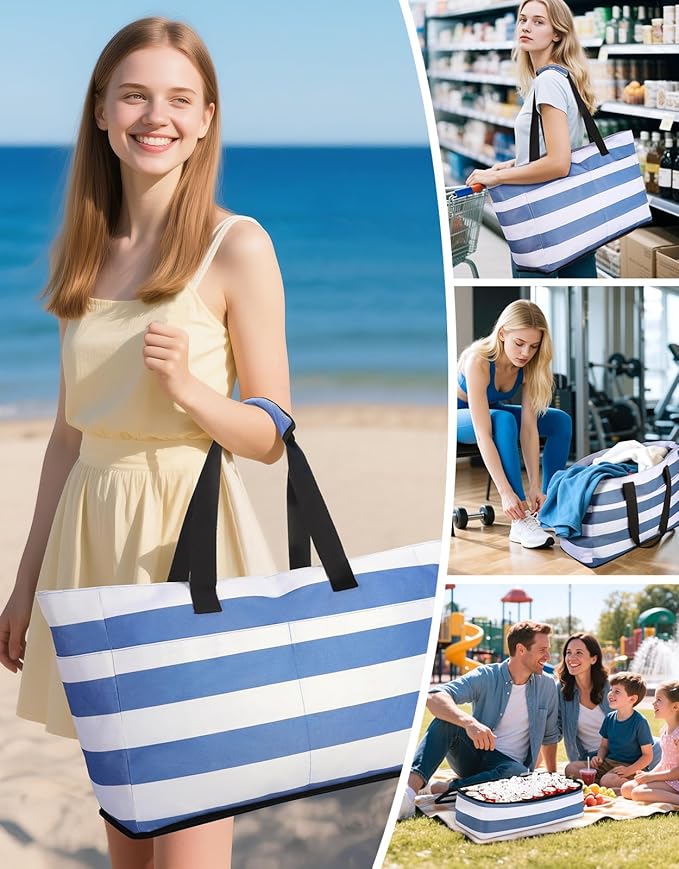 Beach Bag with Cooler, 54L Large Waterproof Sandproof Travel Tote Bag, Duffel Weekender Bag for Packing/Travel/Gym