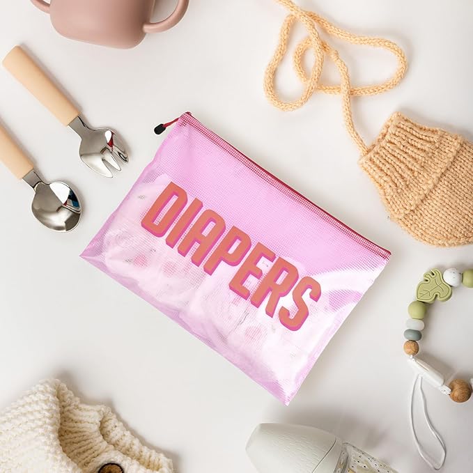 3pcs Hospital Bag Organizing Pouches for Labor and Delivery, Maternity Essentials Diaper Bag Organizer for Mom Travel (Pink, Large)