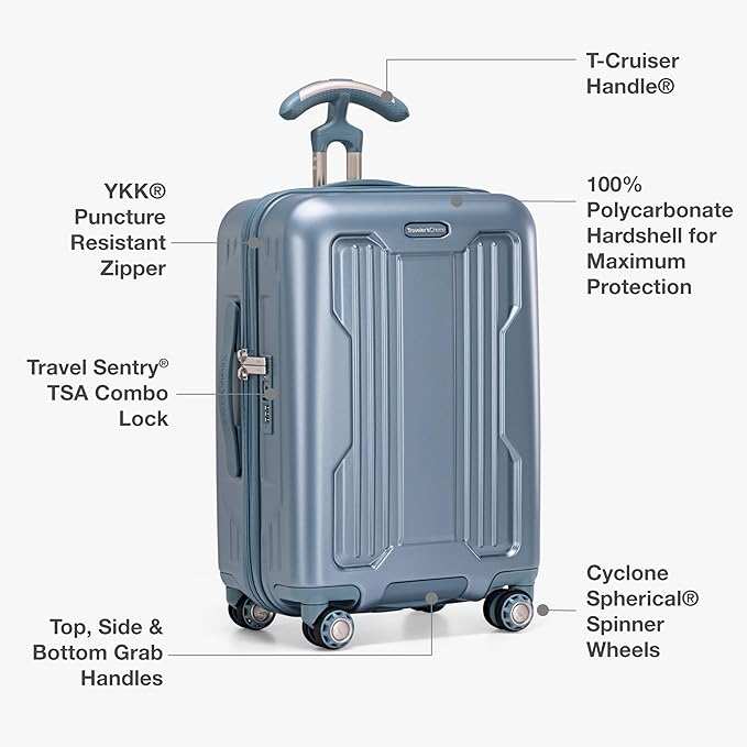 Traveler's Choice Ultimax II Polycarbonate Hardside Luggage with Spinner Wheels, Teal, 21-Inch Carry-On