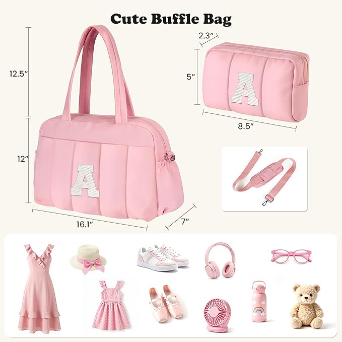 9 Year Old Girl Gifts-Personal Item Bag, Duffle Bag for Teen Girls-Initial Overnight Bag with Wet Pocket，Girls Suitcase Personalized Gym Tote with Makeup Pouch-Woman Stuff for Girls Gifts