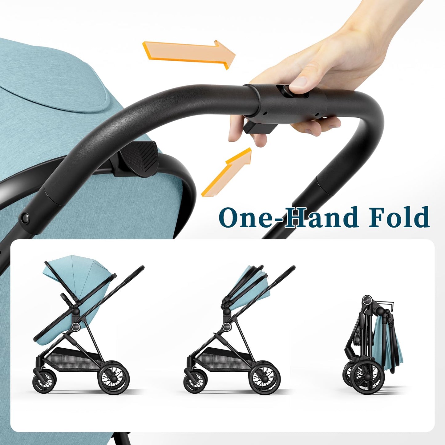 Lite 2.0 Baby Stroller with Newborn Mode, 2-in-1 Foldable Infant Stroller with Reversible Seat and UPF 50+ Canopy