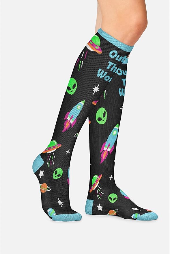 Cherokee Women's 10-15mmHg Compression Socks – Fun Print Knee Highs with Light Support, Soft Feel - PRINTSUPPORT