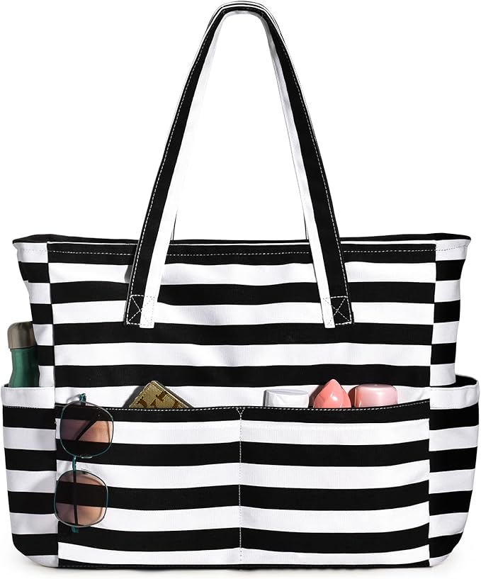 oscaurt Beach Bags for Women Large Waterproof Sandproof Beach Tote Swim Pool Bag with Zipper for Travel Vacation Essentials