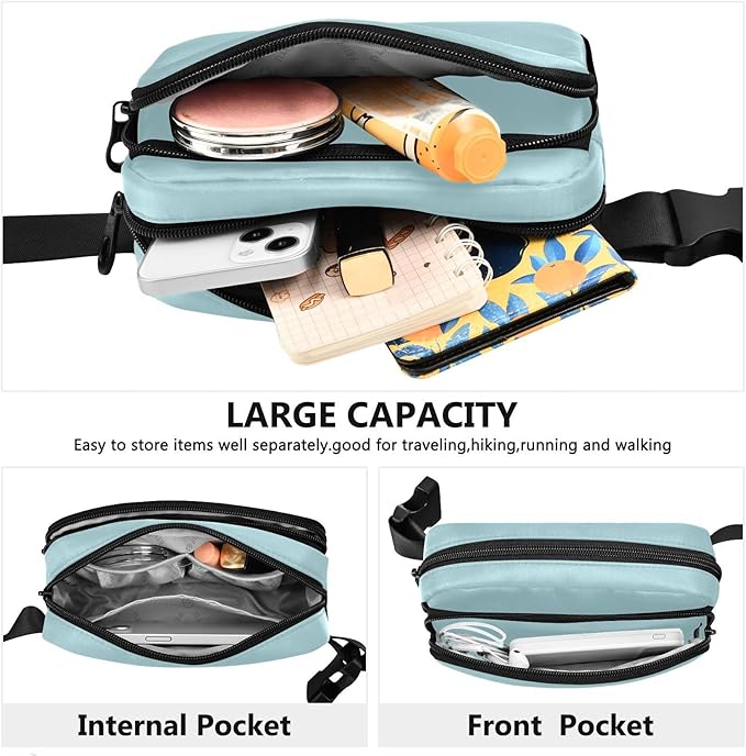Fanny Pack for Women Men Water Resistant Fashion Waist Packs with Adjustable Strap Belt Bag for Travel Workout Jogging Hiking Powder Blue
