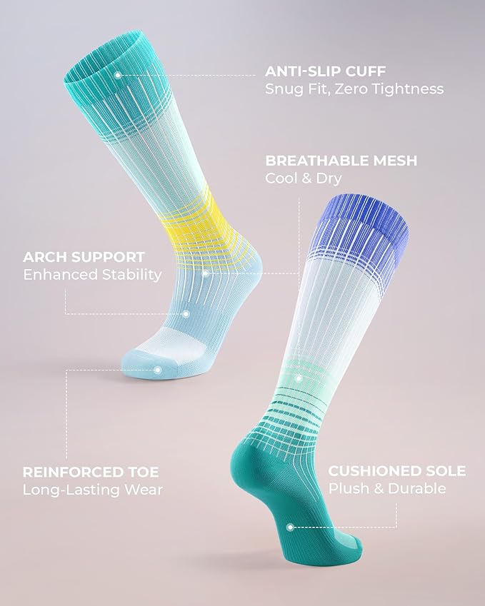 FITRELL 4 Pairs Compression Socks for Women & Men, 15-20mmHg Circulation Support for Athletic Travel Daily Wear