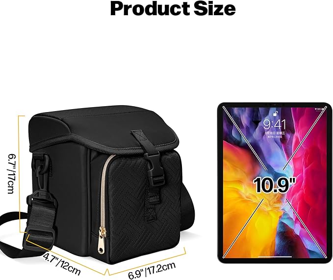 Camera Sling Bag Compatible with Polaroid Now 2nd/3rd Instant Camera, Crossbody Bag with Adjustable Strap, Black