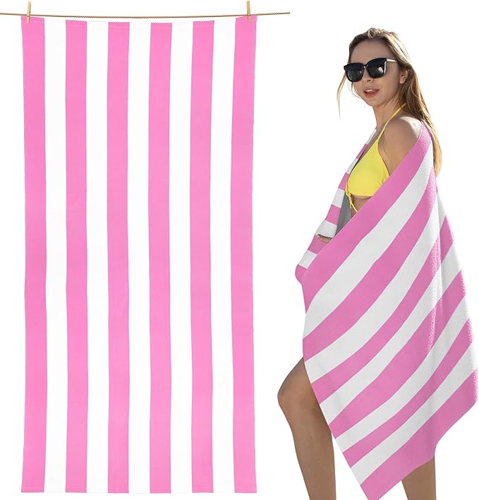 cabanana Microfiber Beach Towel Oversized - 70"x 35"Sand Free Quick Dry Lightweigh Beach Towels for Adults,Soft Extra Large Thin Travel Towel for Beach Accessories(Pink)