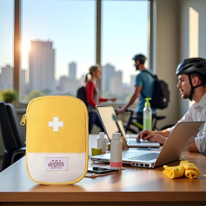 First Aid Bag Empty,Small Portable Empty First Aid Kit Bag Waterproof Section Dividers Travel Medicine Bag for Emergency for Home Office Car Outdoors Boat Camping Hiking Cycling (Yellow)