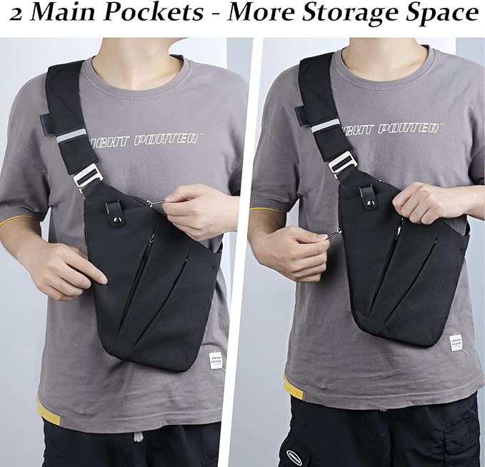 VADOO Sling Bag for Men and Women, Anti theft Crossbody Bag Lightweight Shoulder Chest Bag for Travel Gym Running