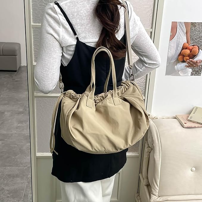Stylish Crinkled Nylon Handbag with Adjustable Comfortable Strap and Spacious Interior Shoulder Bag for Work or Gym Use Bag