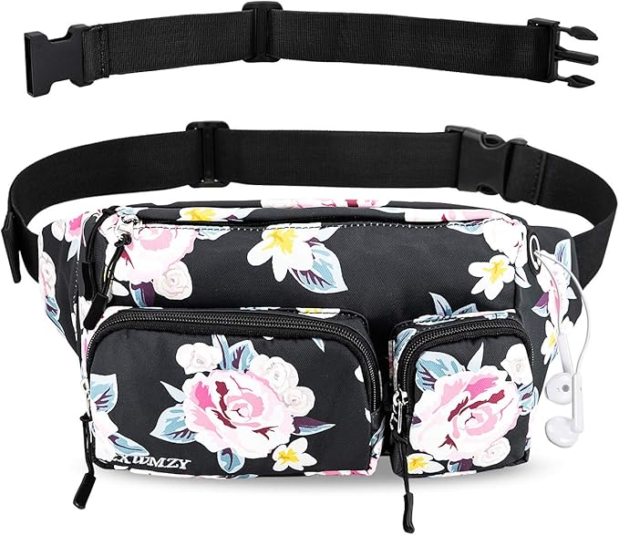 CXWMZY Fanny Packs For Women & Men, Waist Bag Hip Bum Bag Strap Extension Large Capacity Easy Carry Any Phone Passport Wallet for Outdoors Workout Traveling Casual Running Hiking Cycling Dog Walking
